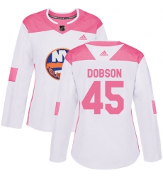 Women's Adidas New York Islanders #45 Noah Dobson Authentic White Pink Fashion NHL Jersey
