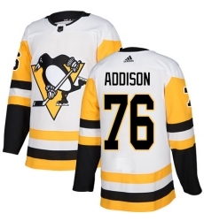 Men's Adidas Pittsburgh Penguins #76 Calen Addison Authentic White Away NHL Jersey