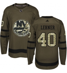 Men's Adidas New York Islanders #40 Robin Lehner Authentic Green Salute to Service NHL Jersey