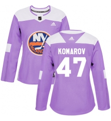 Women's Adidas New York Islanders #47 Leo Komarov Authentic Purple Fights Cancer Practice NHL Jersey
