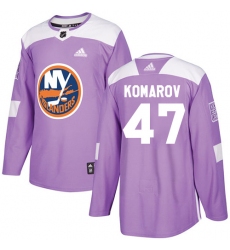 Youth Adidas New York Islanders #47 Leo Komarov Authentic Purple Fights Cancer Practice NHL Jersey