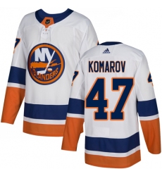 Youth Adidas New York Islanders #47 Leo Komarov Authentic White Away NHL Jersey