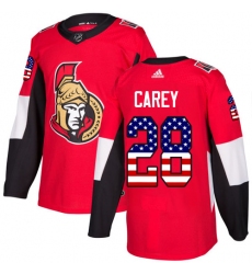 Youth Adidas Ottawa Senators #28 Paul Carey Authentic Red USA Flag Fashion NHL Jersey