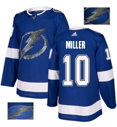 Men's Adidas Tampa Bay Lightning #10 J.T. Miller Authentic Royal Blue Fashion Gold NHL Jersey
