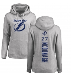 NHL Women's Adidas Tampa Bay Lightning #27 Ryan McDonagh Ash Backer Pullover Hoodie