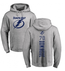 NHL Adidas Tampa Bay Lightning #70 Louis Domingue Ash Backer Pullover Hoodie