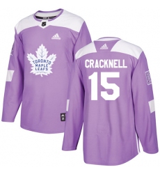 Men's Adidas Toronto Maple Leafs #15 Adam Cracknell Authentic Purple Fights Cancer Practice NHL Jersey