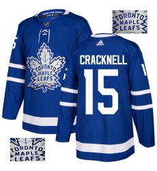Men's Adidas Toronto Maple Leafs #15 Adam Cracknell Authentic Royal Blue Fashion Gold NHL Jersey