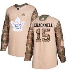 Youth Adidas Toronto Maple Leafs #15 Adam Cracknell Authentic Camo Veterans Day Practice NHL Jersey
