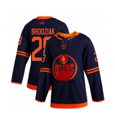 Youth Edmonton Oilers #28 Kyle Brodziak Authentic Navy Blue Alternate Hockey Jersey