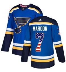 Men's Adidas St. Louis Blues #7 Patrick Maroon Authentic Blue USA Flag Fashion NHL Jersey
