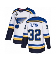 Youth St. Louis Blues #32 Brian Flynn Authentic White Away 2019 Stanley Cup Final Bound Hockey Jersey