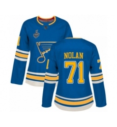 Women's St. Louis Blues #71 Jordan Nolan Authentic Navy Blue Alternate 2019 Stanley Cup Final Bound Hockey Jersey