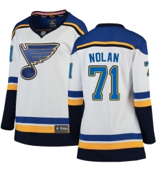 Women's St. Louis Blues #71 Jordan Nolan Fanatics Branded White Away Breakaway NHL Jersey