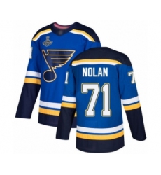 Youth St. Louis Blues #71 Jordan Nolan Authentic Royal Blue Home 2019 Stanley Cup Champions Hockey Jersey