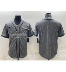 Men's Seattle Seahawks Blank Gray With Patch Cool Base Stitched Baseball Jersey