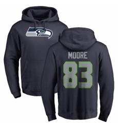 NFL Nike Seattle Seahawks #83 David Moore Navy Blue Name & Number Logo Pullover Hoodie