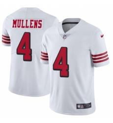 Men's Nike San Francisco 49ers #4 Nick Mullens Limited White Rush Vapor Untouchable NFL Jersey