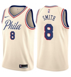 Men's Nike Philadelphia 76ers #8 Zhaire Smith Swingman Cream NBA Jersey - City Edition