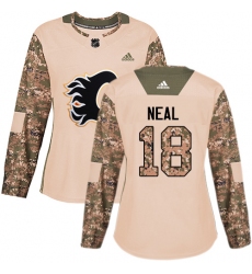 Women's Adidas Calgary Flames #18 James Neal Camo Authentic 2017 Veterans Day Stitched NHL Jersey