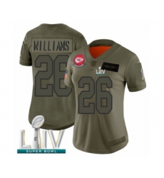 Women's Kansas City Chiefs #26 Damien Williams Limited Olive 2019 Salute to Service Super Bowl LIV Bound Football Jersey