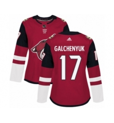 Women's Adidas Arizona Coyotes #17 Alex Galchenyuk Premier Burgundy Red Home NHL Jersey