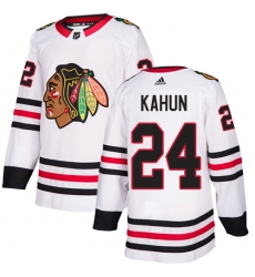 Men's Adidas Chicago Blackhawks #24 Dominik Kahun White Road Authentic Stitched NHL Jersey