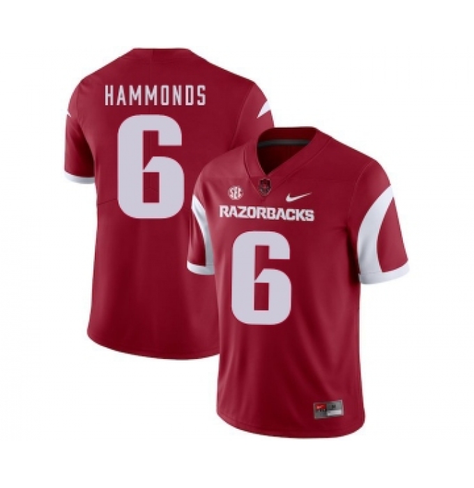 Arkansas Razorbacks 6 T.J. Hammonds Red College Football Jersey