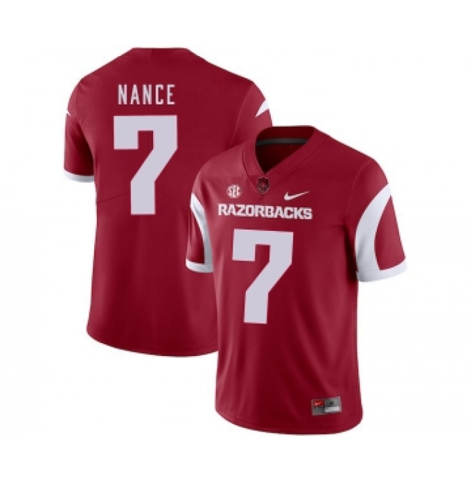 Arkansas Razorbacks 7 Jonathan Nance Red College Football Jersey