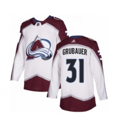 Men's Adidas Colorado Avalanche #31 Philipp Grubauer Authentic White Away NHL Jersey