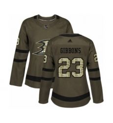 Women's Adidas Anaheim Ducks #23 Brian Gibbons Authentic Green Salute to Service NHL Jersey