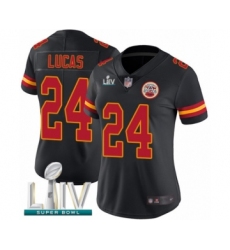 Women's Kansas City Chiefs #24 Jordan Lucas Limited Black Rush Vapor Untouchable Super Bowl LIV Bound Football Jersey