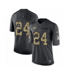 Youth Nike Kansas City Chiefs #24 Jordan Lucas Limited Black 2016 Salute to Service NFL Jersey