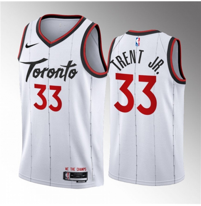 Men's Toronto Raptors #33 Gary Trent Jr. White 2023-24 Association Edition Stitched Basketball Jersey