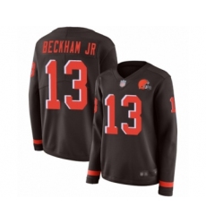 Women's Odell Beckham Jr. Limited Brown Nike Jersey NFL Cleveland Browns #13 Therma Long Sleeve