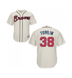 Men's Atlanta Braves #38 Josh Tomlin Replica Cream Alternate 2 Cool Base Baseball Jersey