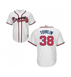 Youth Atlanta Braves #38 Josh Tomlin Replica White Home Cool Base Baseball Jersey