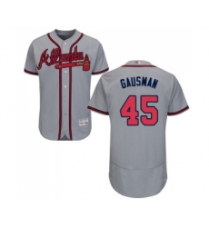 Men's Atlanta Braves #45 Kevin Gausman Grey Road Flex Base Authentic Collection Baseball Jersey
