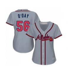 Women's Atlanta Braves #56 Darren O Day Replica Grey Road Cool Base Baseball Jersey