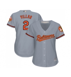 Women's Baltimore Orioles #2 Jonathan Villar Replica Grey Road Cool Base Baseball Jersey