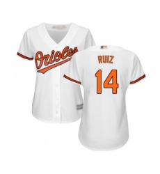 Women's Baltimore Orioles #14 Rio Ruiz Replica White Home Cool Base Baseball Jersey
