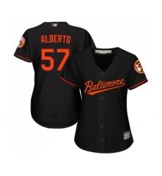 Women's Baltimore Orioles #57 Hanser Alberto Replica Black Alternate Cool Base Baseball Jersey
