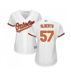 Women's Baltimore Orioles #57 Hanser Alberto Replica White Home Cool Base Baseball Jersey