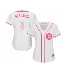 Women's Chicago Cubs #3 Daniel Descalso Authentic White Fashion Baseball Jersey