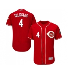Men's Cincinnati Reds #4 Jose Iglesias Red Alternate Flex Base Authentic Collection Baseball Jersey