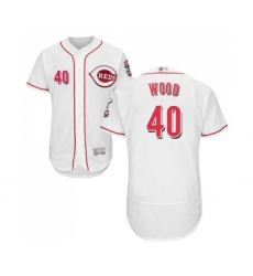 Men's Cincinnati Reds #40 Alex Wood White Home Flex Base Authentic Collection Baseball Jersey