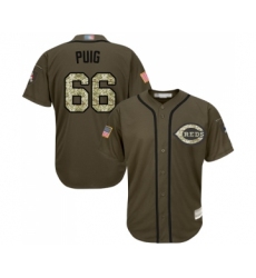 Men's Cincinnati Reds #66 Yasiel Puig Authentic Green Salute to Service Baseball Jersey