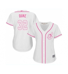 Women's Cleveland Indians #32 Zach Duke Replica White Fashion Cool Base Baseball Jersey