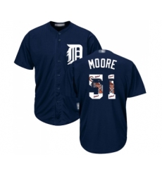 Men's Detroit Tigers #51 Matt Moore Authentic Navy Blue Team Logo Fashion Cool Base Baseball Jersey