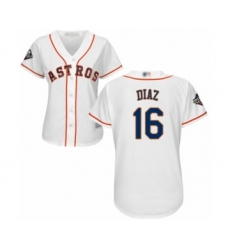 Women's Houston Astros #16 Aledmys Diaz Authentic White Home Cool Base 2019 World Series Bound Baseball Jersey